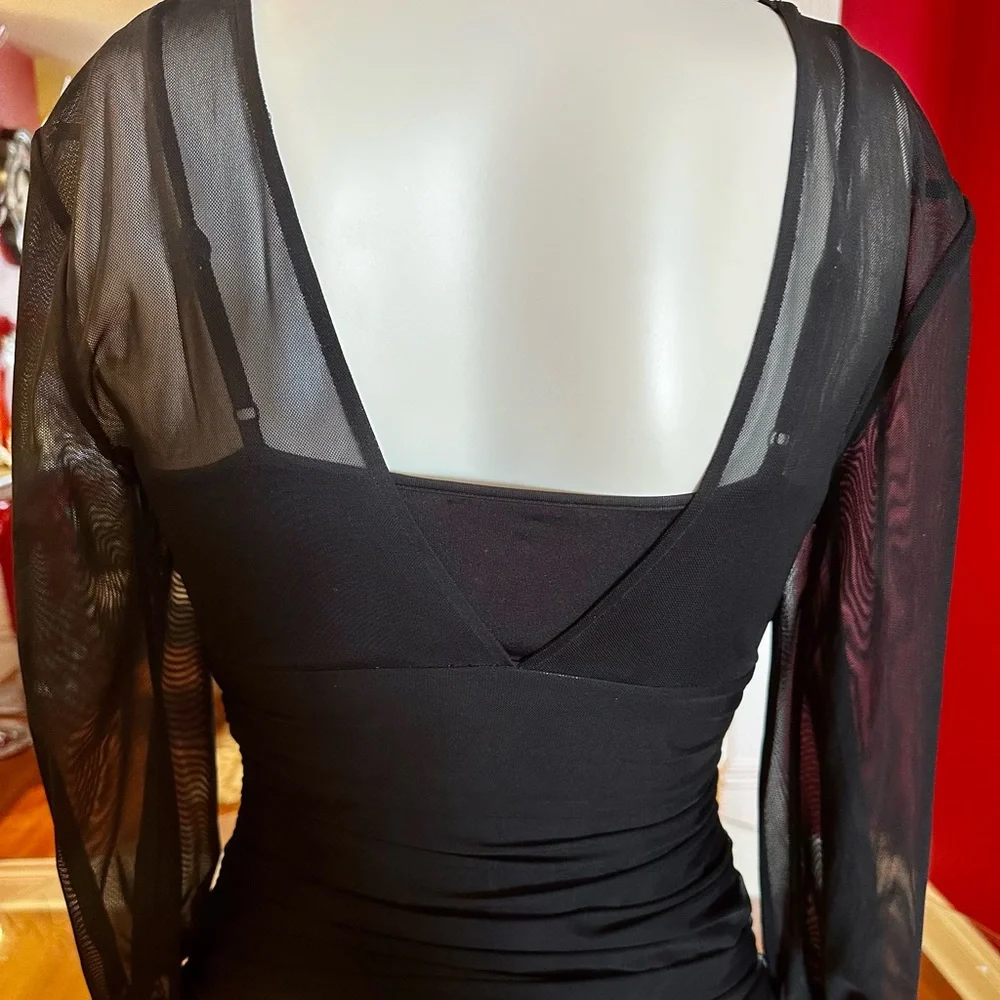 BEBE LONG SLEEVE BLACK TOP - Picture 3 of 6